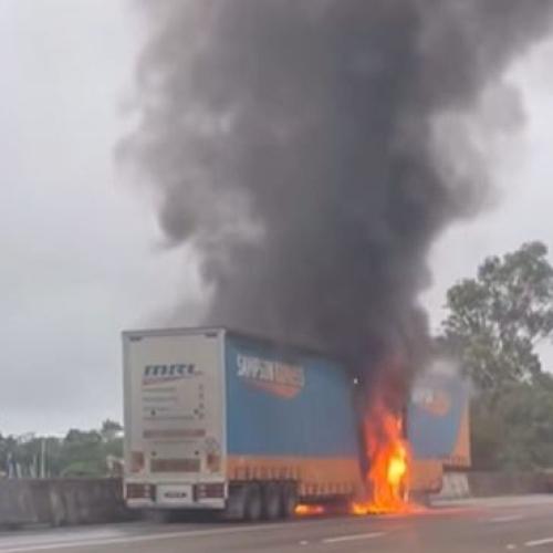 Lucky escape after truck bursts into flames on M1