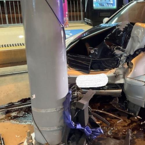 P-plater charged with drink driving after crashing into tram station