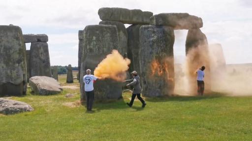 Climate Protesters Turn Stonehenge Orange to Raise Awareness About Fossil Fuel Use