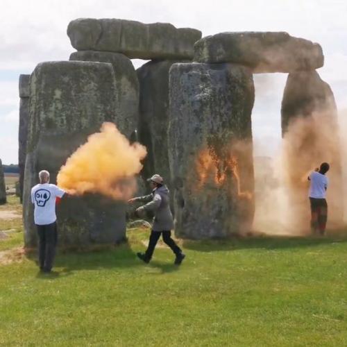 Climate Protesters Turn Stonehenge Orange to Raise Awareness About Fossil Fuel Use